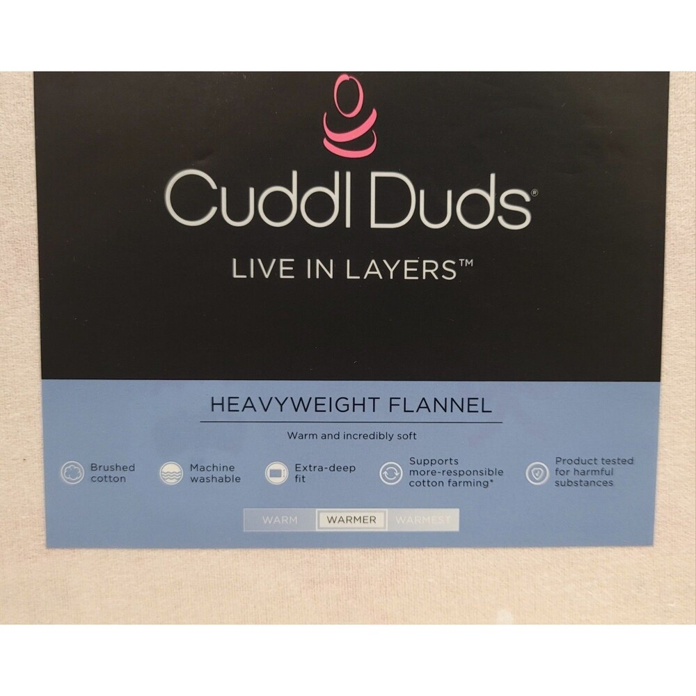 Cuddl Duds Santa Heads Heavyweight Cotton Flannel 4pc KING Sheet Set Deep Fit - Picture 6 of 7